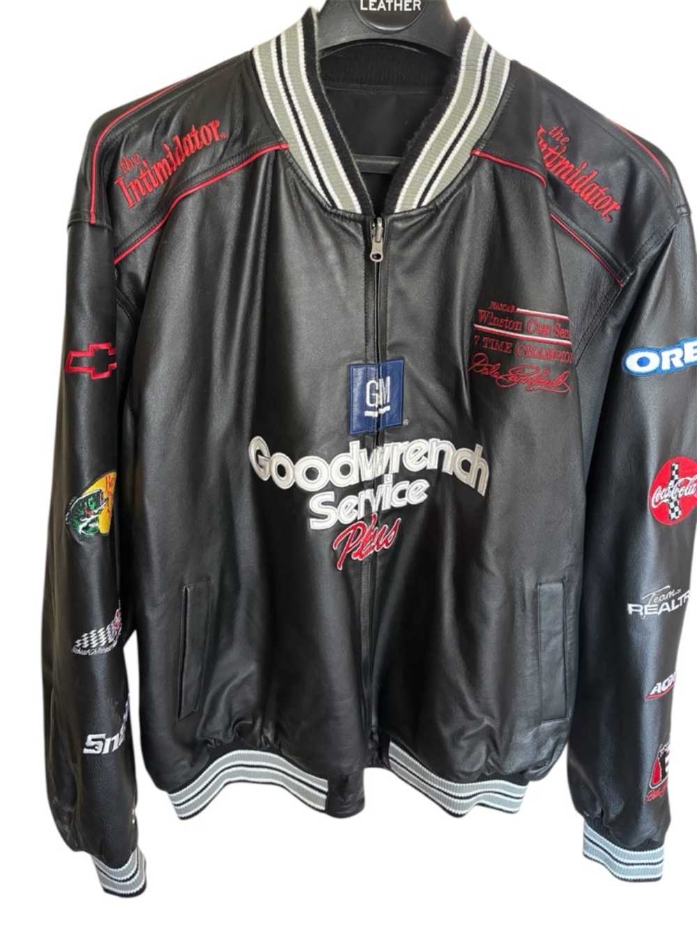 Goodwrench Black Embroidered Leather Bomber Signature Dale Earnhardt Jacket